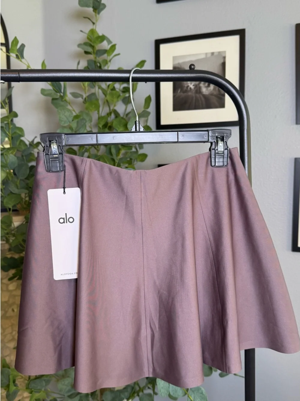 ALO Yoga Raisinette Satin Tennis Skirt in Dusty Mauve